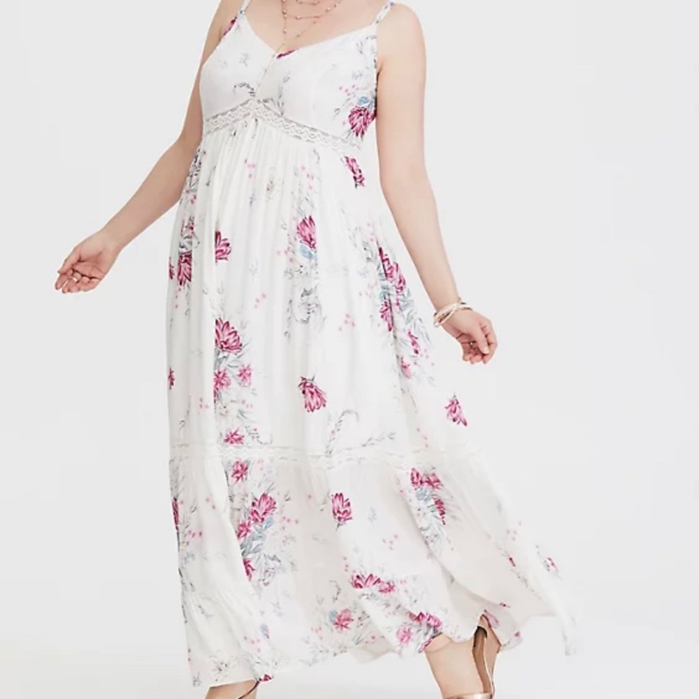Torrid Ivory Floral Challis Maxi Dress